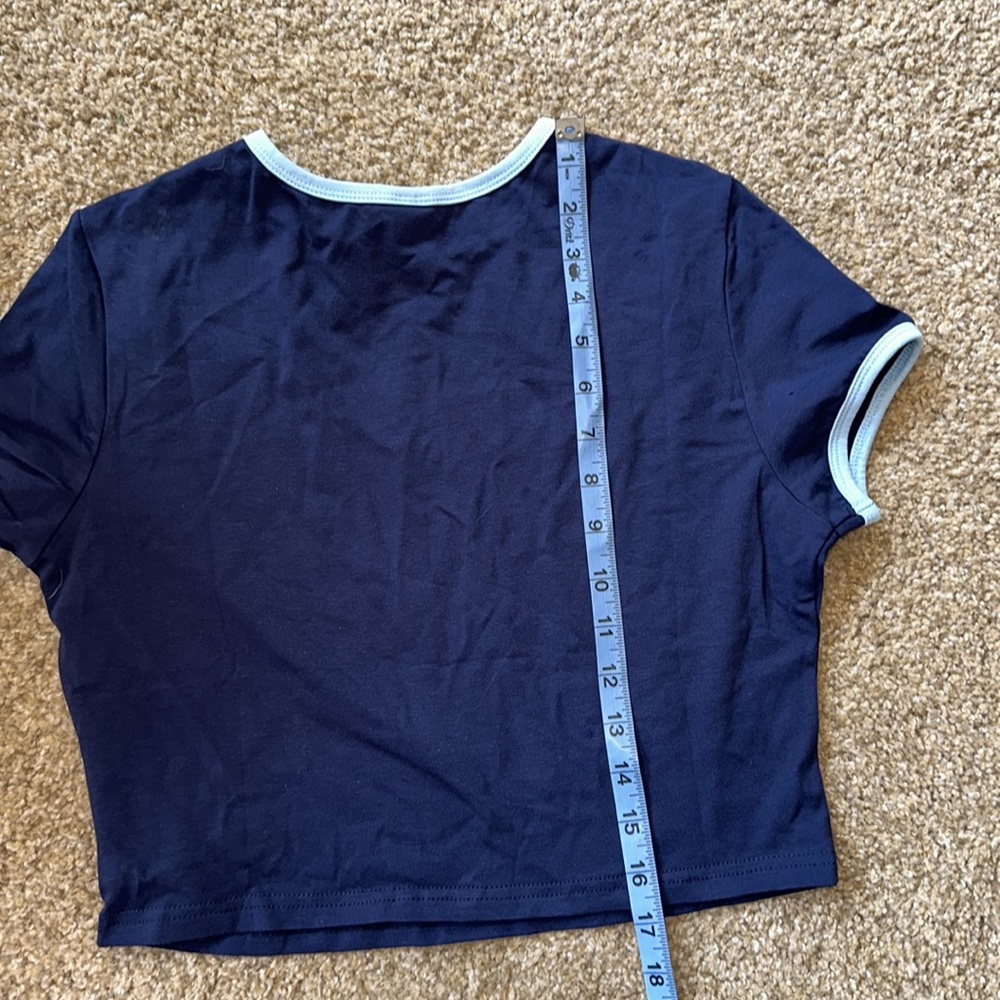 Navy Blue with light blue trim Ladies Shirt size L NWOT - Picture 5 of 6